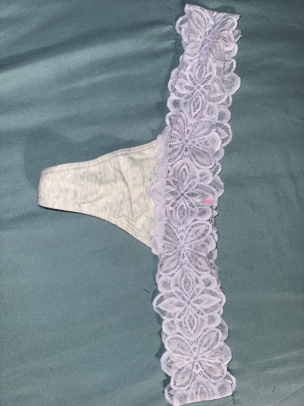 PINK Victoria's Secret Lavender Lace-Trim Cotton Thong